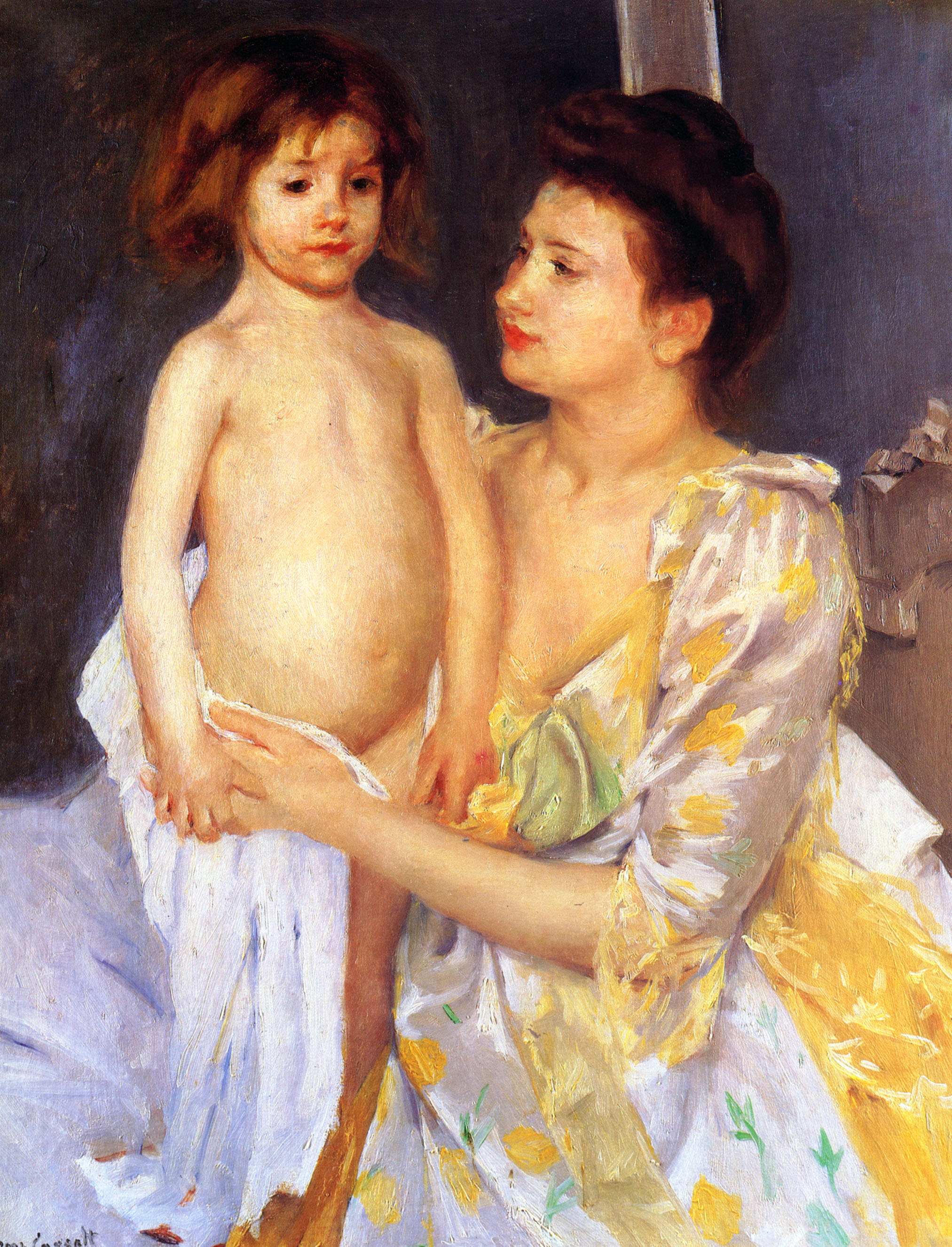 Jules Being Dried by His Mother - Mary Cassatt Painting on Canvas